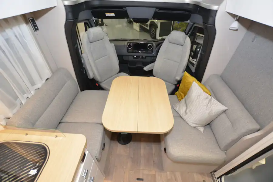 The lounge in the Hymer T-Class S 685 motorhome (Click to view full screen)