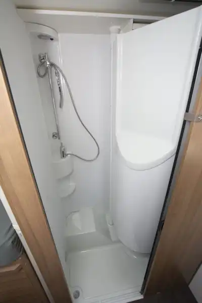 The shower in the Adria Coral Axess 600 SL motorhome (Click to view full screen)