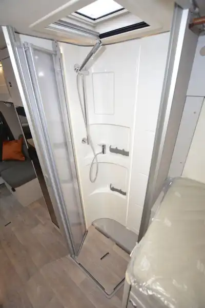 The shower in the Hymer T-Class S 685 motorhome (Click to view full screen)