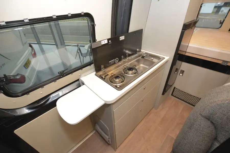The kitchen in the Hymer Free 600 S campervan (Click to view full screen)
