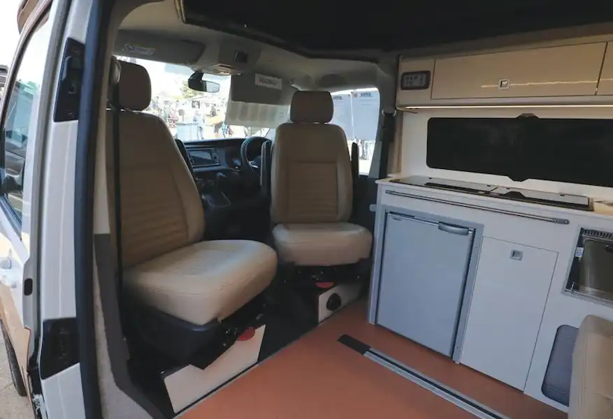 The Norvan VW T6.1 Camper cab area (Click to view full screen)