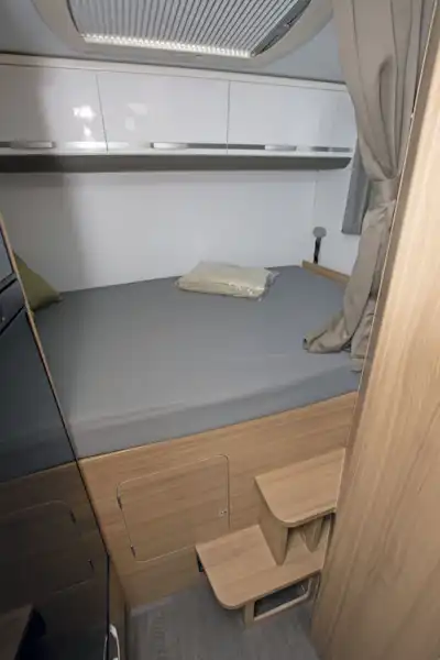 The rear bedroom in the Adria Coral XL Plus 600 DP motorhome (Click to view full screen)