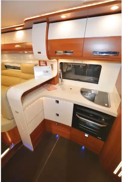 The Carthago Liner-for-two I 53 A-class motorhome kitchen (Click to view full screen)
