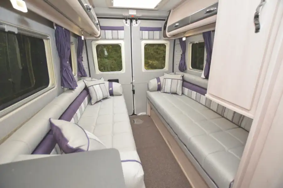 Side-facing sofas in the The Auto-Sleeper Warwick Duo (Click to view full screen)