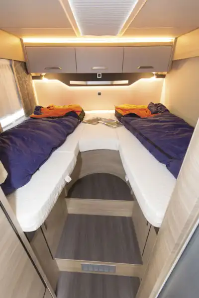 Twin beds in the Knaus Van TI Plus 650 MEG 4x4 motorhome (Click to view full screen)