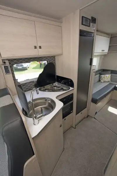 The kitchen in the Auto-Trail Tribute F72 motorhome (Click to view full screen)
