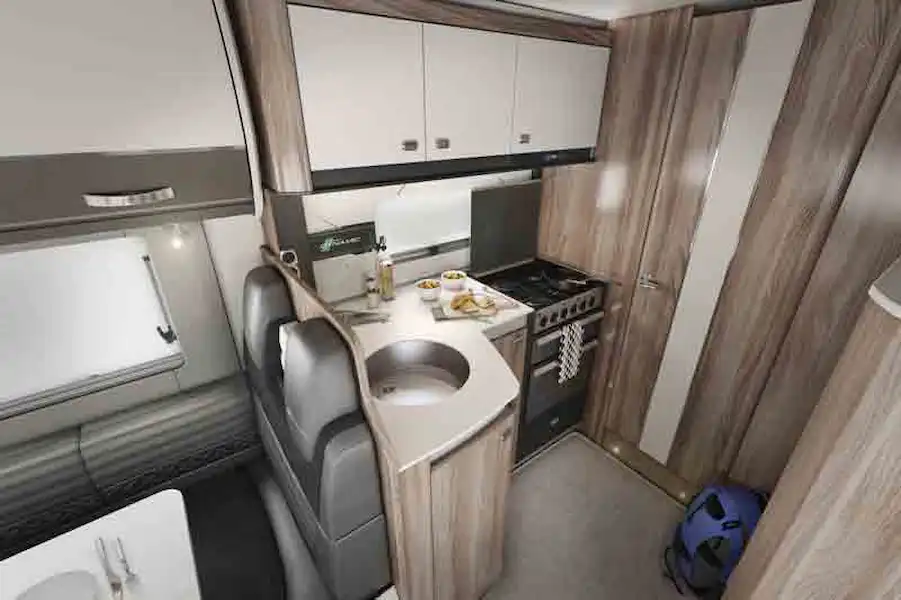 The kitchen has a 190-litre fridge/freezer - picture courtesy of the Swift Group (Click to view full screen)