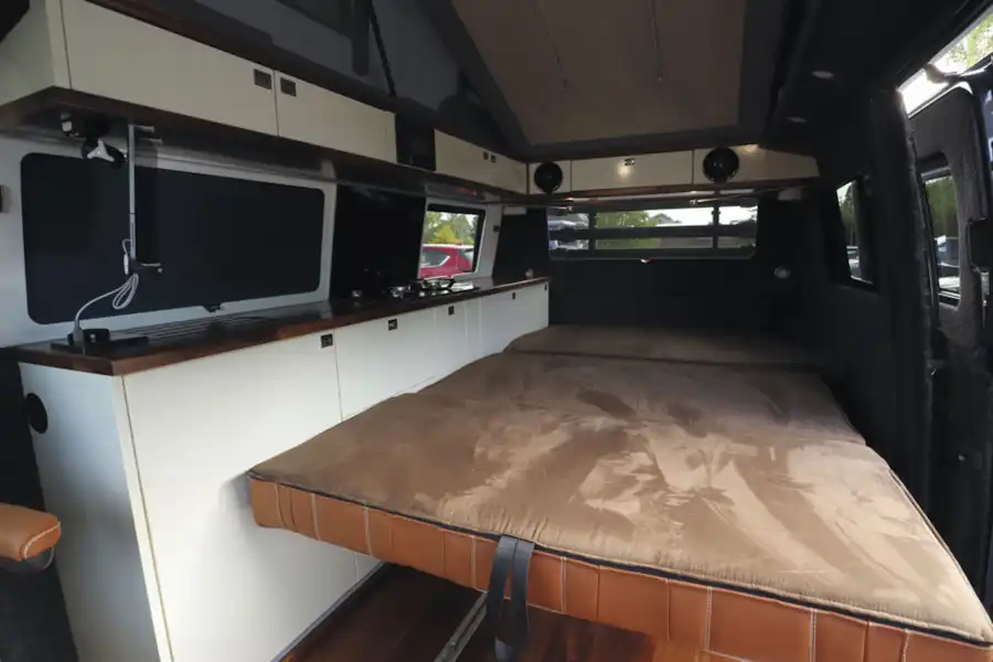 The bed in the Knights Custom Prestige Tourer campervan (Click to view full screen)