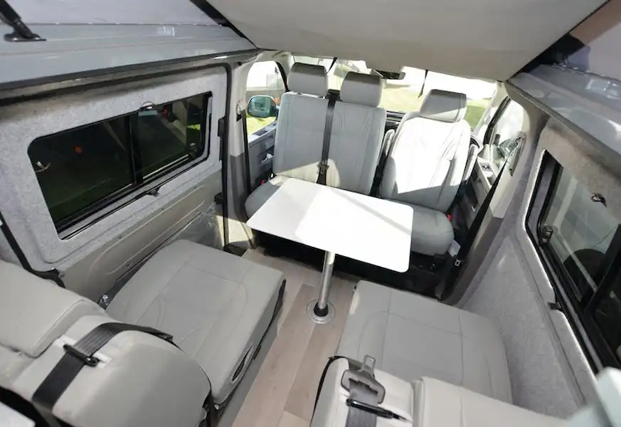 The Knights Custom Mountain Peak campervan cab area (Click to view full screen)