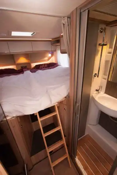 It's a climb to bed in the new Hymer Exsis-T 474 (Click to view full screen)