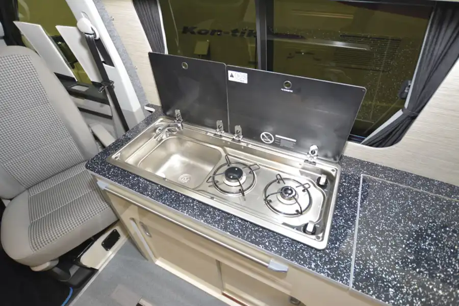 Close up of the kitchen in the A1 Camper Conversions Explorer campervan (Click to view full screen)