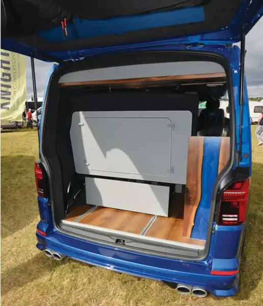 The Knights Custom Prestige Tourer LWB campervan boot space (Click to view full screen)