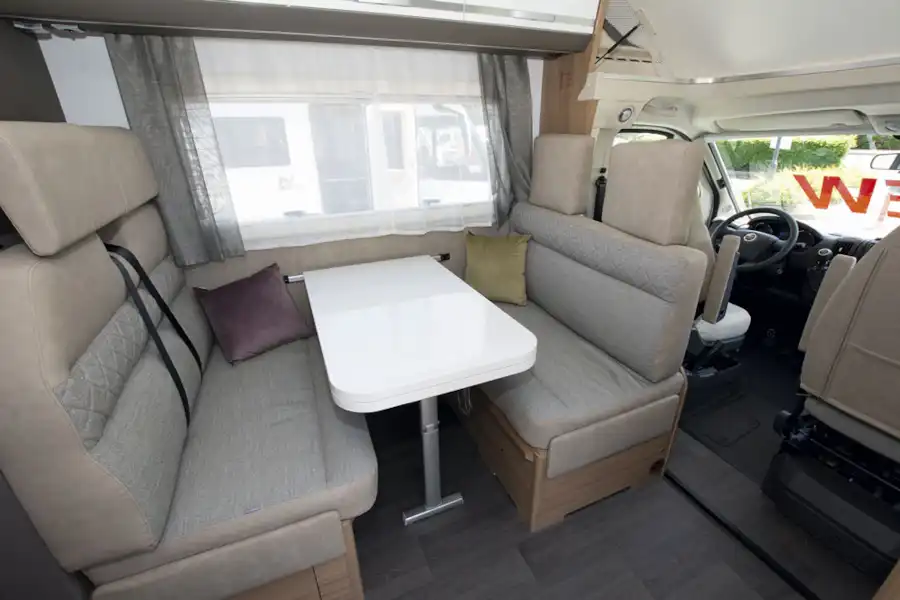 The lounge in the Adria Coral XL Plus 600 DP motorhome (Click to view full screen)