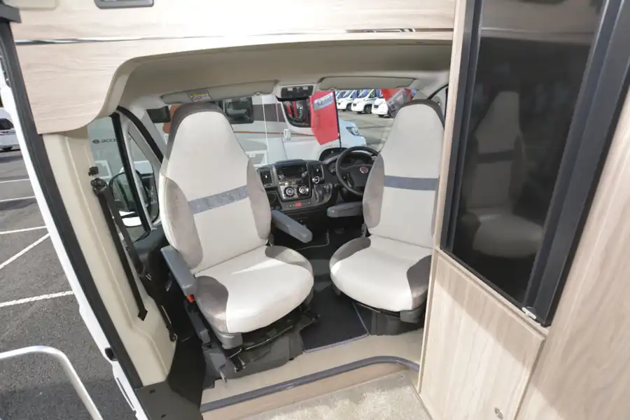 The cab seats in the Elddis Autoquest CV20 campervan (Click to view full screen)