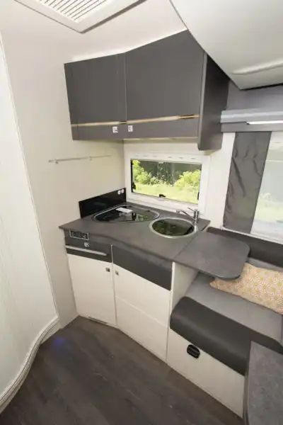 The kitchen in the Chausson 520 motorhome (Click to view full screen)