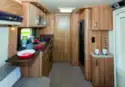 The 650 is a caravan of two rooms; the door leads to the shower room and bedroom