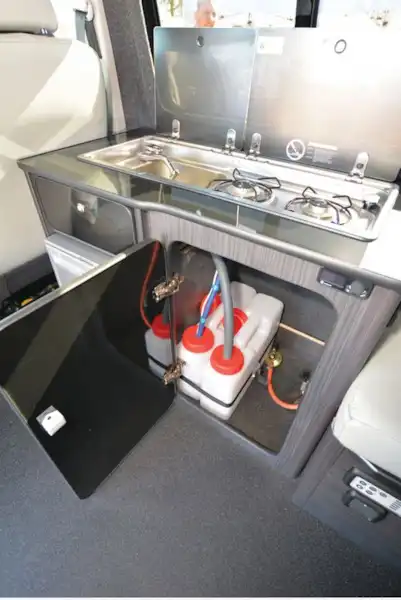 The Blitz Campers T5 Swamper campervan kitchen (Click to view full screen)
