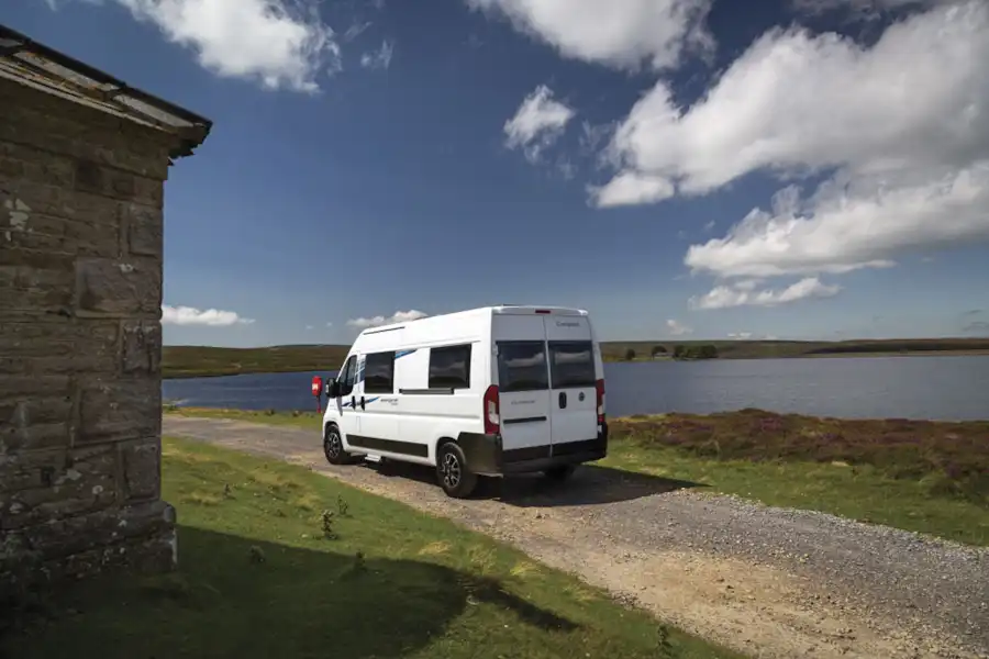 The rear exterior of the Compass Avantgarde C20 motorhome (Click to view full screen)