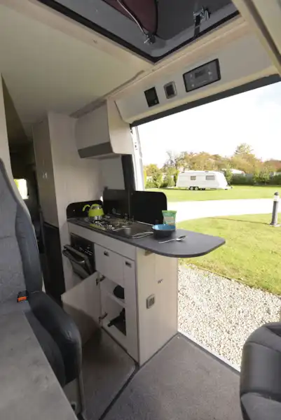 The side kitchen in the Auto-Trail Adventure 65 campervan (Click to view full screen)