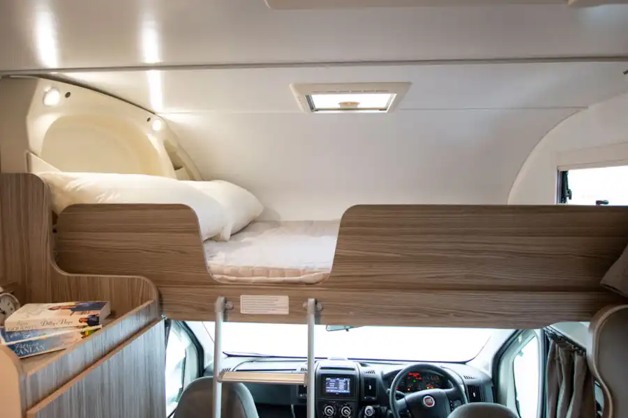 The drop down bed above the cab in the Benimar Primero 313 motorhome (Click to view full screen)