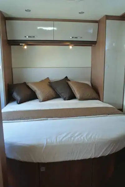 The rear island bed in the new Burstner City Car Harmony Line C 603 campervan (Click to view full screen)