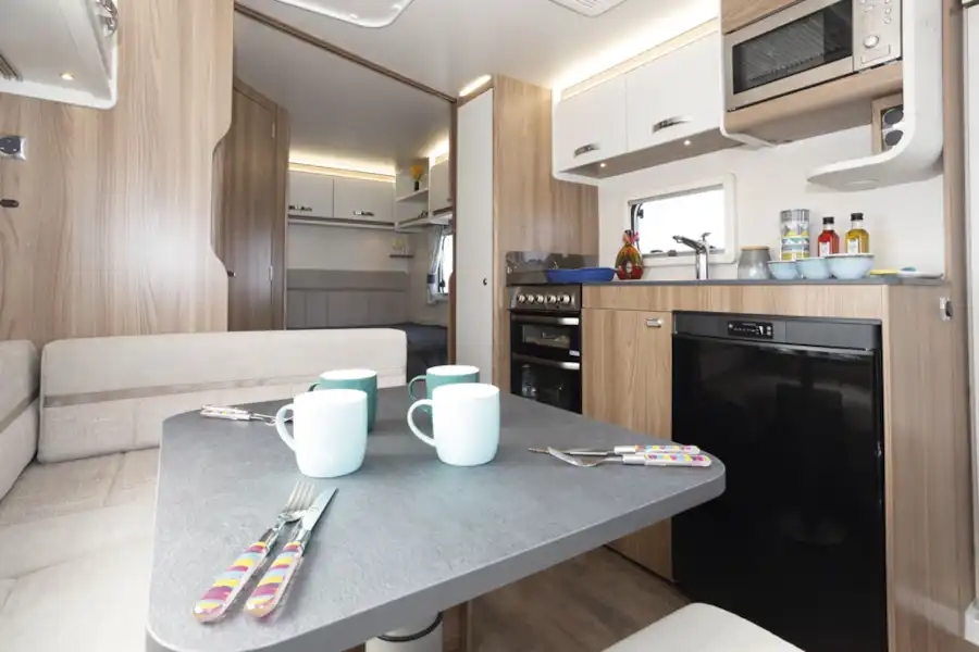 The dining space in the Swift Siena Super FB caravan (Click to view full screen)