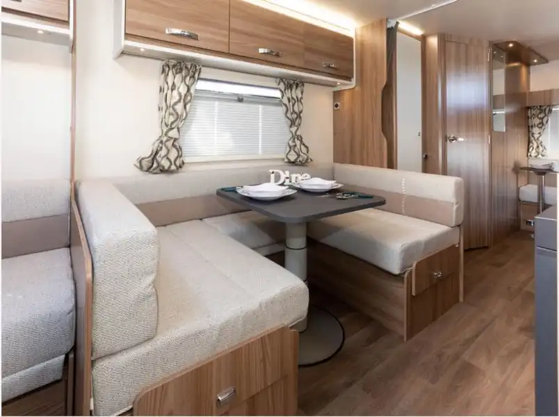 The Swift Kudos 830 DB caravan side dinette (Click to view full screen)