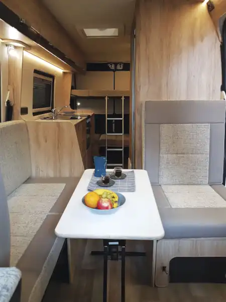 The lounge in the Axon Spirit campervan (Click to view full screen)