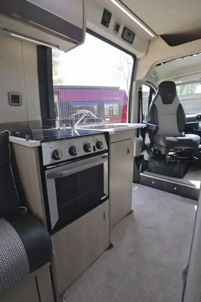 The kitchen in the Auto-Trail Tribute 660 campervan (Click to view full screen)