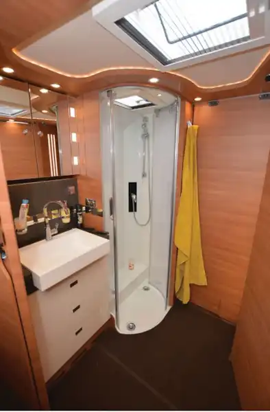 The Carthago Chic C-line I 6.2 XL QB A-class shower room (Click to view full screen)