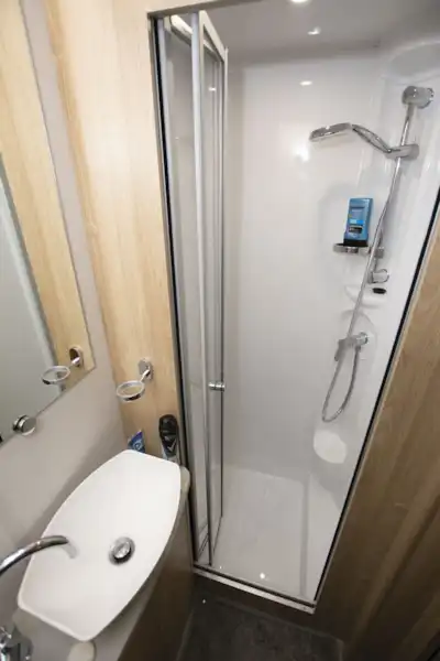 The shower in the Elddis Marquis Majestic 185 motorhome (Click to view full screen)