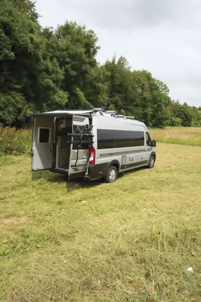 A rear view of the Auto-Sleeper Fairford Plus campervan (Click to view full screen)