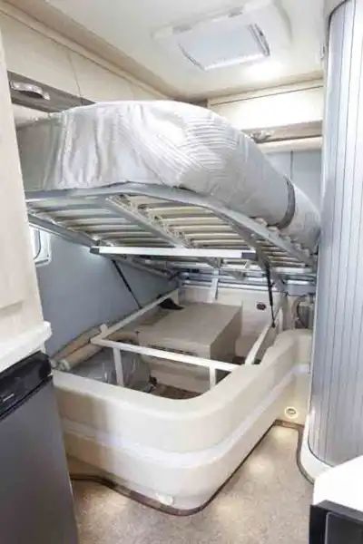 The bed has a large storage area underneath - picture courtesy of Auto-Sleepers (Click to view full screen)