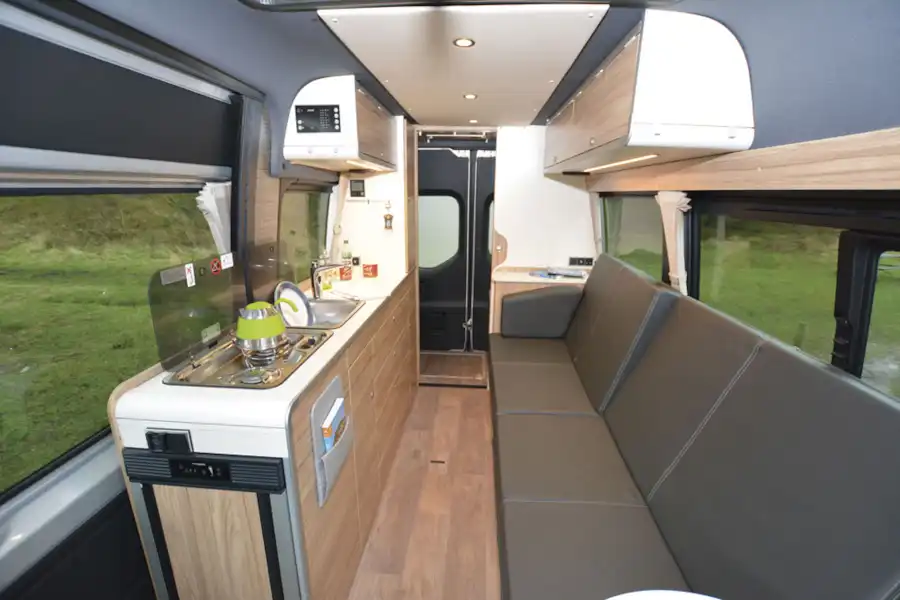 Interior seating in the Hymer DuoCar S motorhome (Click to view full screen)