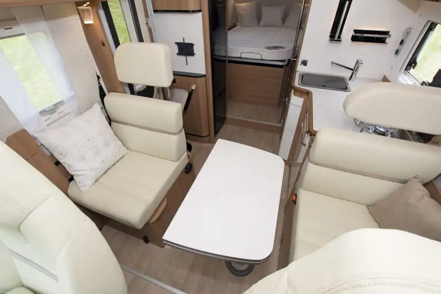 The lounge in the Rapido 656F motorhome (Click to view full screen)