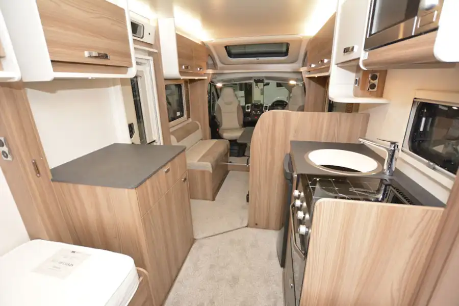 The view from rear to front in the Swift Champagne 675 motorhome (Click to view full screen)