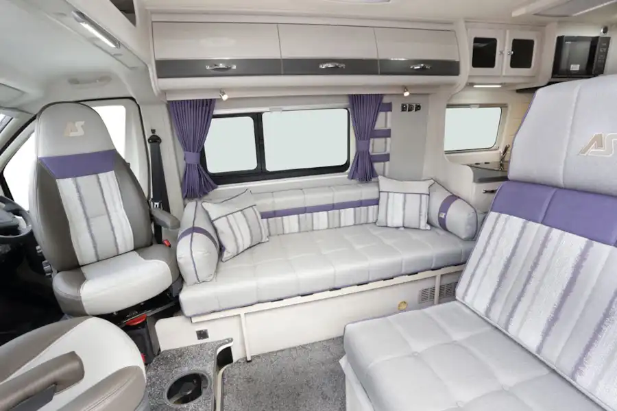 The lounge in the Auto-Sleeper Kemerton XL campervan (Click to view full screen)