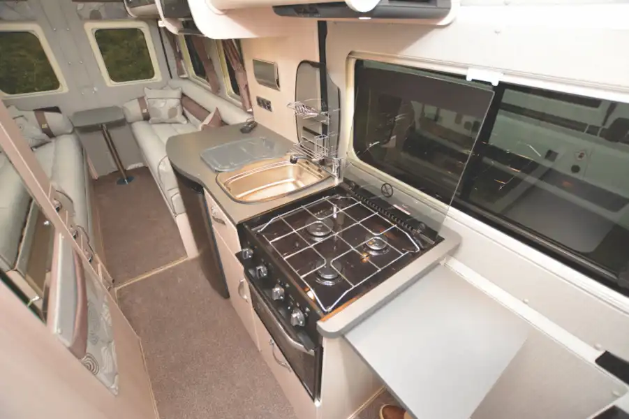 The kitchen in the Auto-Sleeper Warwick XL (Click to view full screen)