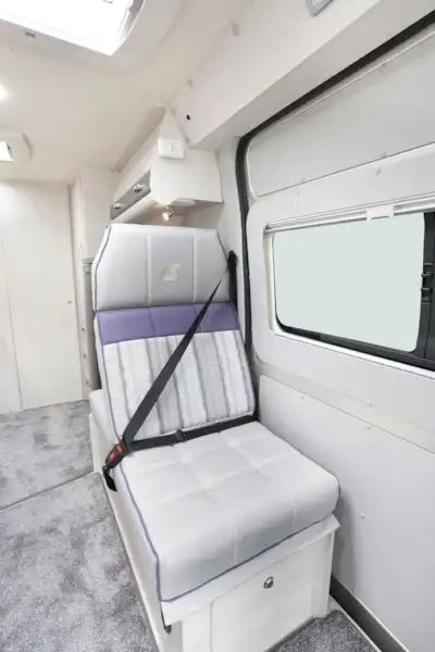 One of the three belted travel seats in the Auto-Sleeper Kemerton XL campervan (Click to view full screen)
