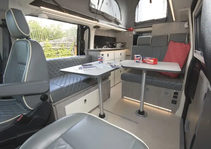The smart interior of the WildAx Triton campervan (Click to view full screen)