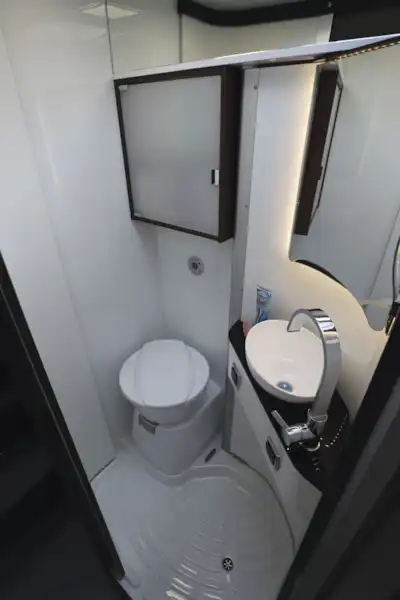 The washroom in the  Globecar Summit Prime 640 campervan (Click to view full screen)