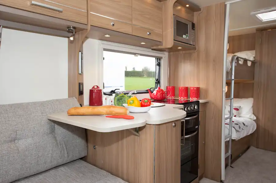 With the extra kitchen surface hinged up there's enough space for easy food prep (Click to view full screen)