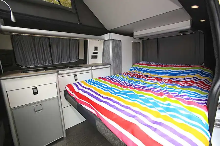 You can still move around the kitchen with the bed in situ (Click to view full screen)