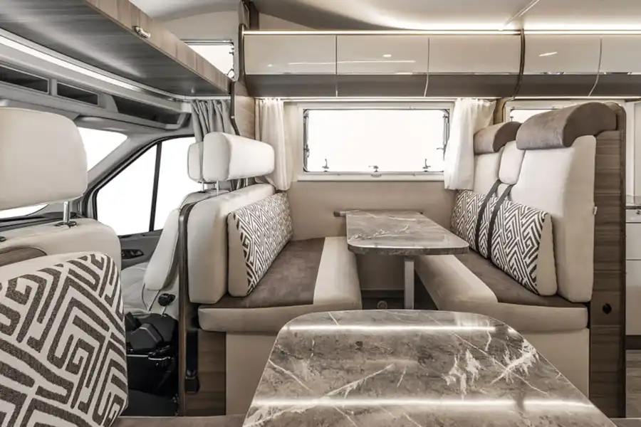 The interior of the Evo Sound motorhome (Click to view full screen)