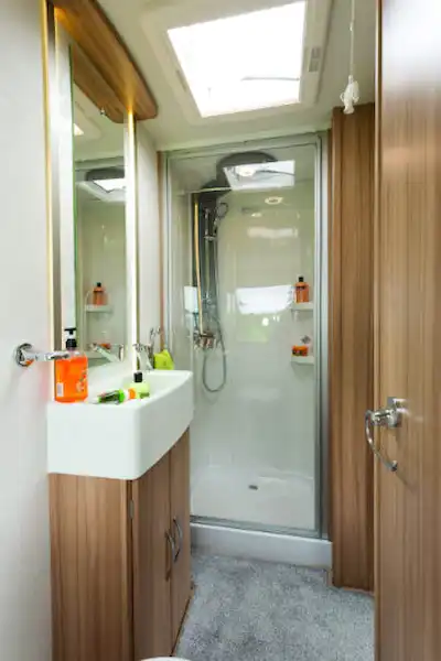 A rear washroom with a large shower cubicle (Click to view full screen)