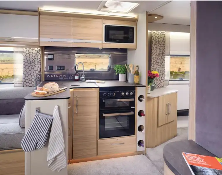 The Bailey Alicanto Grande Evora caravan kitchen (photo courtesy of Bailey of Bristol) (Click to view full screen)