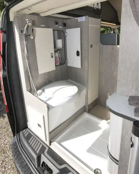 The washroom in the WildAx Triton campervan (Click to view full screen)