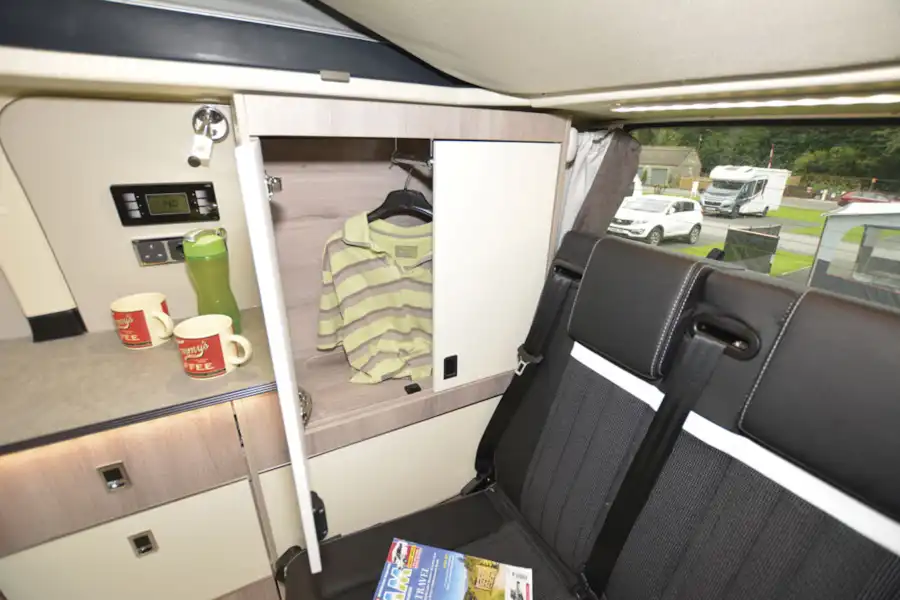 Good storage options in the WildAx Proteus campervan (Click to view full screen)