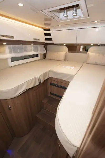 The rear bedroom in the Carthago E-line I 50 LE motorhome (Click to view full screen)