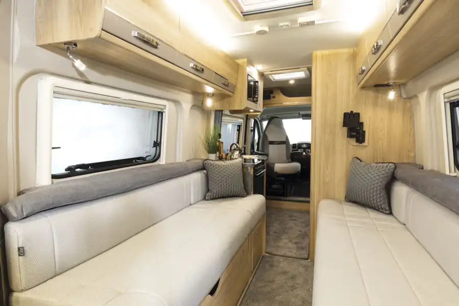The lounge in the Elddis Signature CV20 campervan (Click to view full screen)